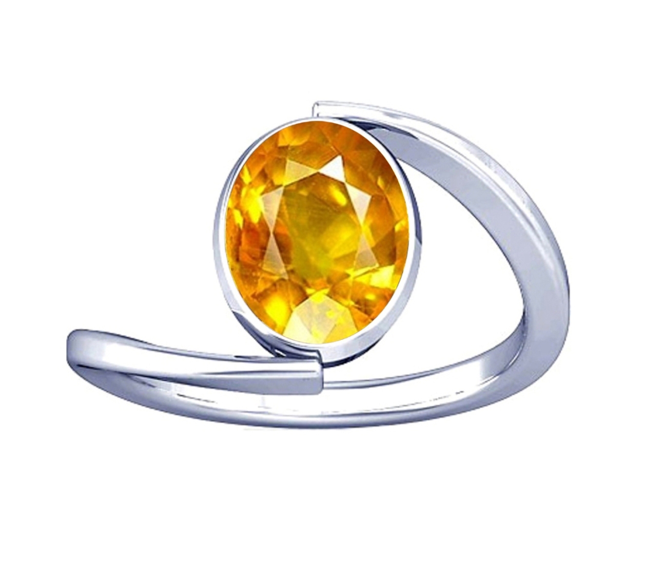 Divya Shakti Yellow Sapphire / Pukhraj Gemstone Silver Ring ...