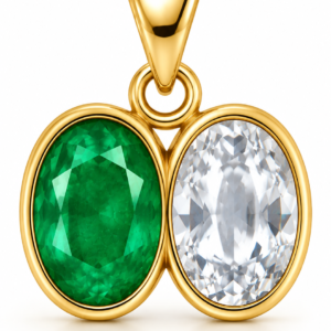 Emerald (Panna) & White Sapphire Dual Pendant